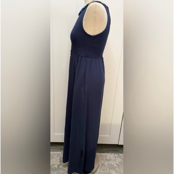 Blue Maternity Maxi Dress Sz MED By Isabel & Ingrid Cute Peep Front Accent NEW! - Picture 3 of 3